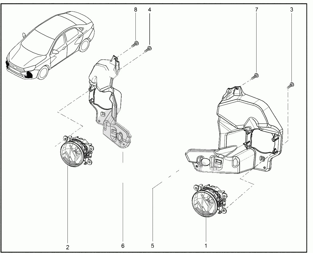 804010. Противотуманки передние Lada Vesta
